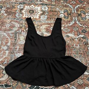 Pins and Needles Sheer Black Peplum Top small